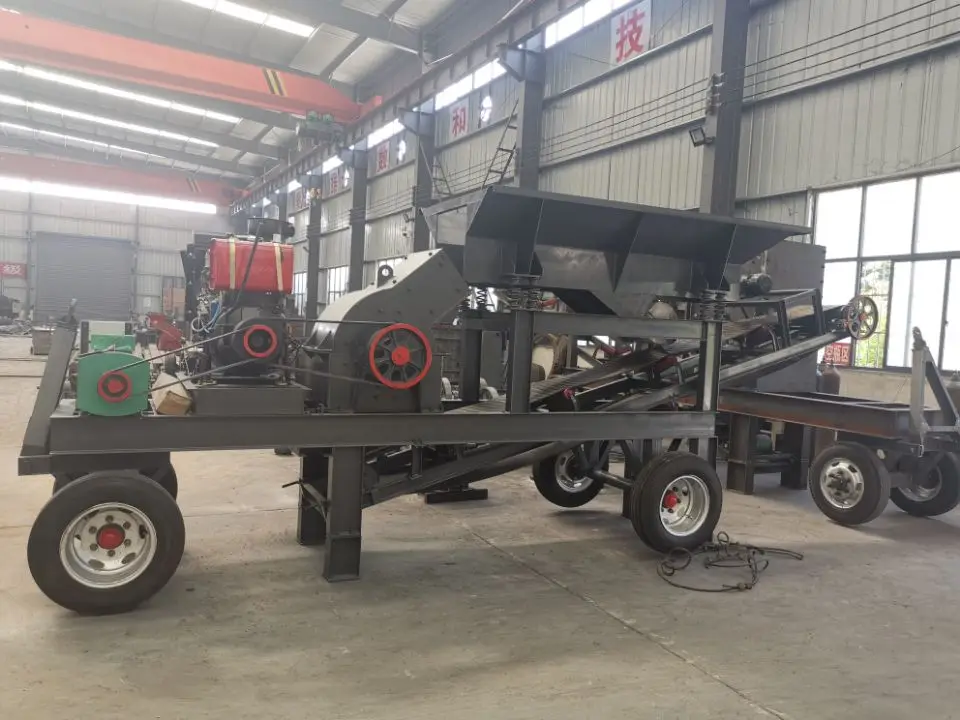 5 10 tph capacity mobile hammer crusher mill by diesel driven with vibrating feeder,belt conveyor,and vibrating screen for coal