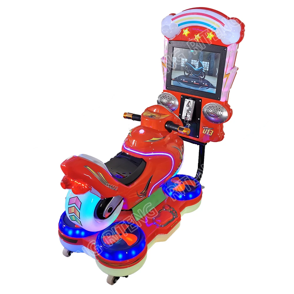children Coin Operated Kiddie Rocking Car motorbike kiddie rides Indoor Sport electric  video swing game machine for kids