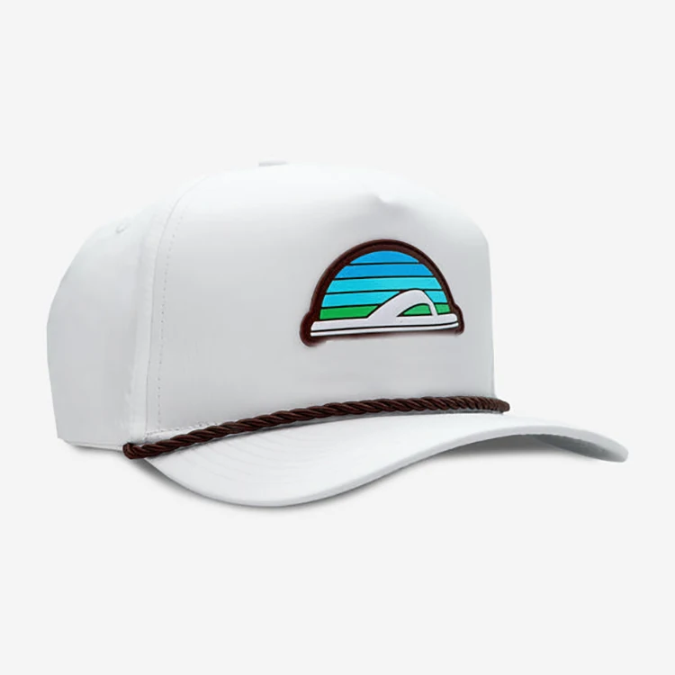 Custom 5 Panel Structured Beach Baseball PVC Patch logo Shoes Brand Rope Hats