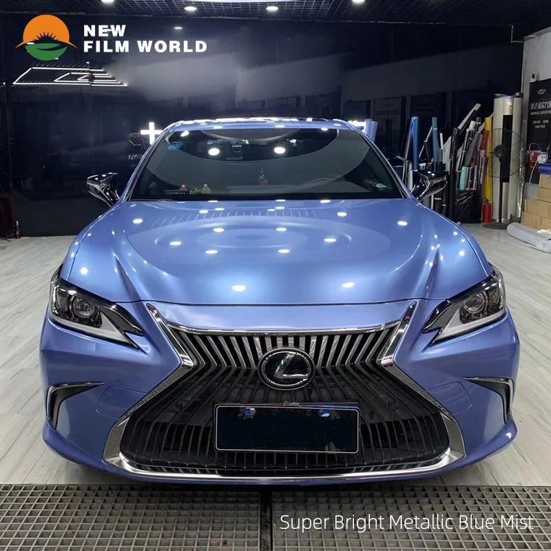 Wholesale Top Quality Super Bright Metallic Blue Mist Car Body Film Change Color Film Car Wrapping Sticker Vinyl for New Car