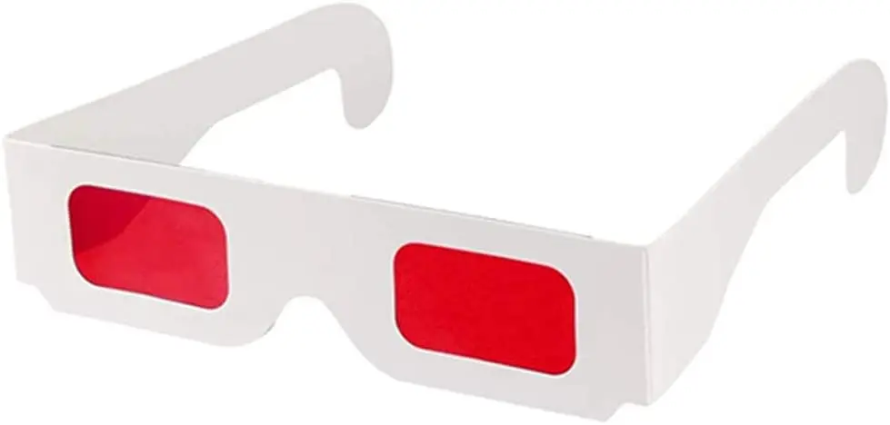 Paper 3D Secret Decoder Glasses - Spy Style Glasses - Red Red Filters Lenses-White Color Frame Secret Reveal