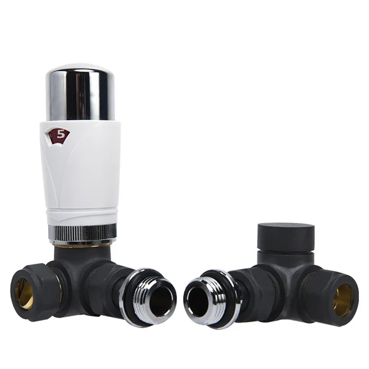 Avonflow Seat Type Radiator Valve With Lock-shield Plastic TRV Head Anthracite Brass Valve Body