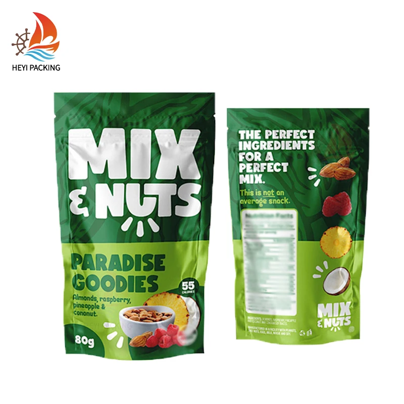 100G Custom Printed  Automated Heat Seal Kitting Heat Sealing Flat Mylar Aluminum Poly Bags