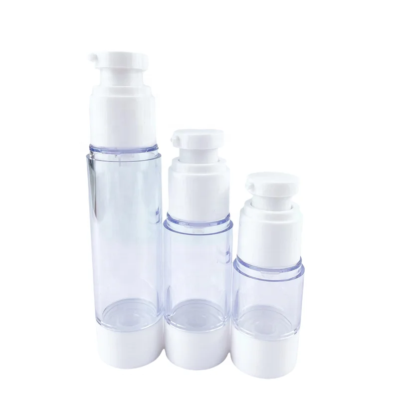 Hot pump lotion dispenser cosmetic bottle Free label sticker design 15ml airless pump bottle