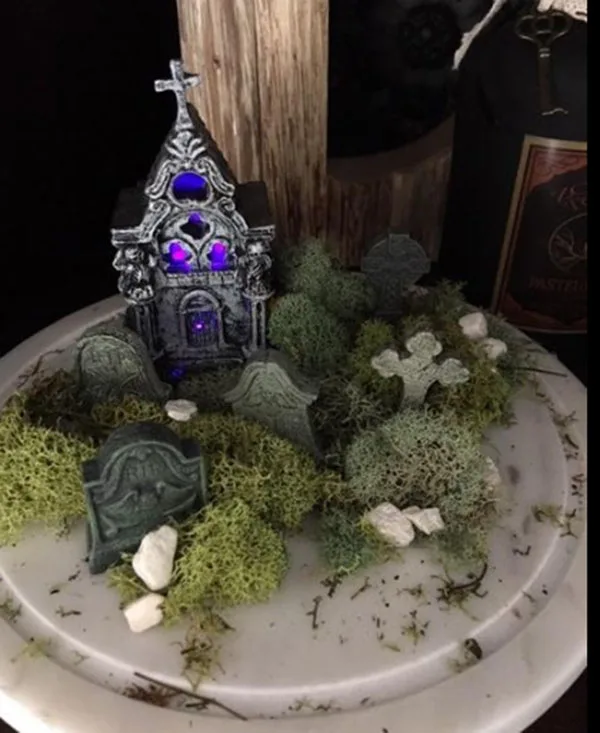 Оптовая продажа, набор из 6 миниатюрных фигурок из смолы для коллекции деревни на Хэллоуин, надгробие на Хэллоуин