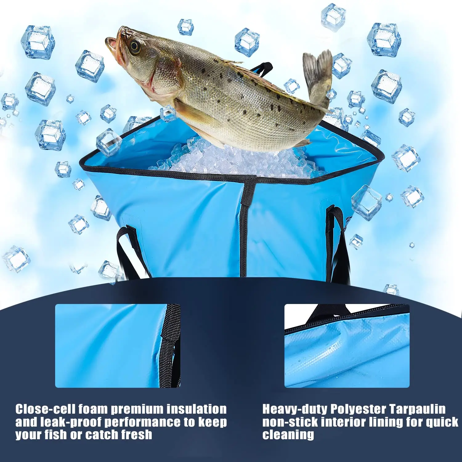 Foldable Fish Cooler Bag Leakproof Fish Kill Bag Large Portable Waterproof Fish Bag