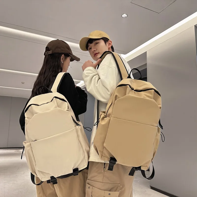 2024 New Large Capacity Solid Color Leisure Backpack Cute Beauty Travel Student Backpack