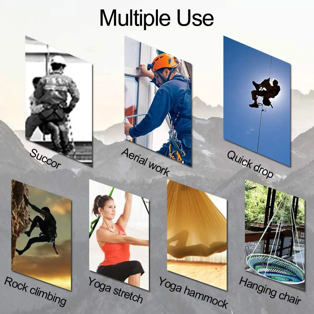 BSCI factory custom Climbing Strap Nylon webbing Adjustable Strap Rope 8 loops Yoga Extend Belt Daisy Chain