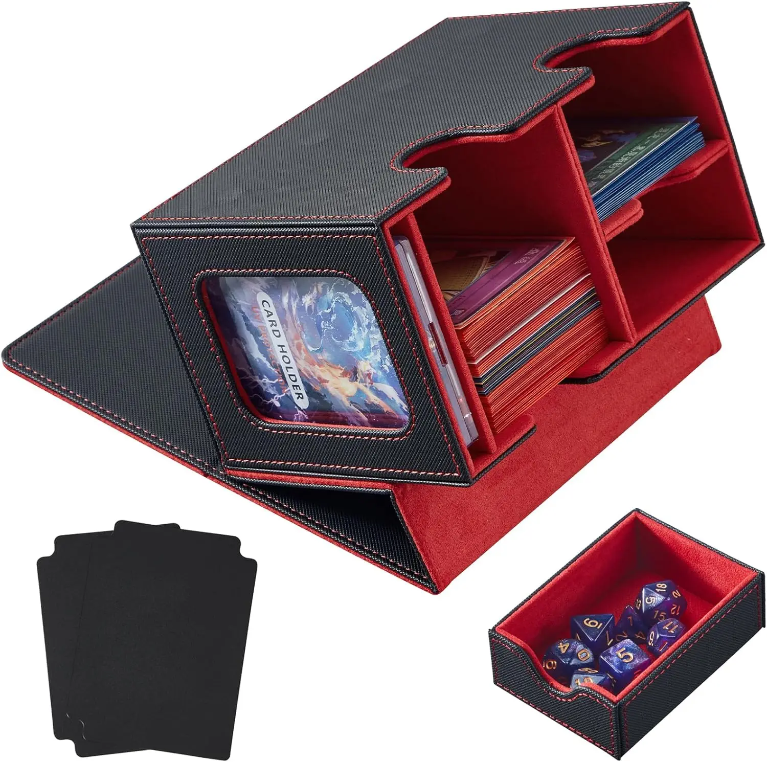 Strong Magnet Card Organizer PU Leather Magnetic Trading Card Deck Storage Box Fits for MTG Commander TCG CCG Magic Cards