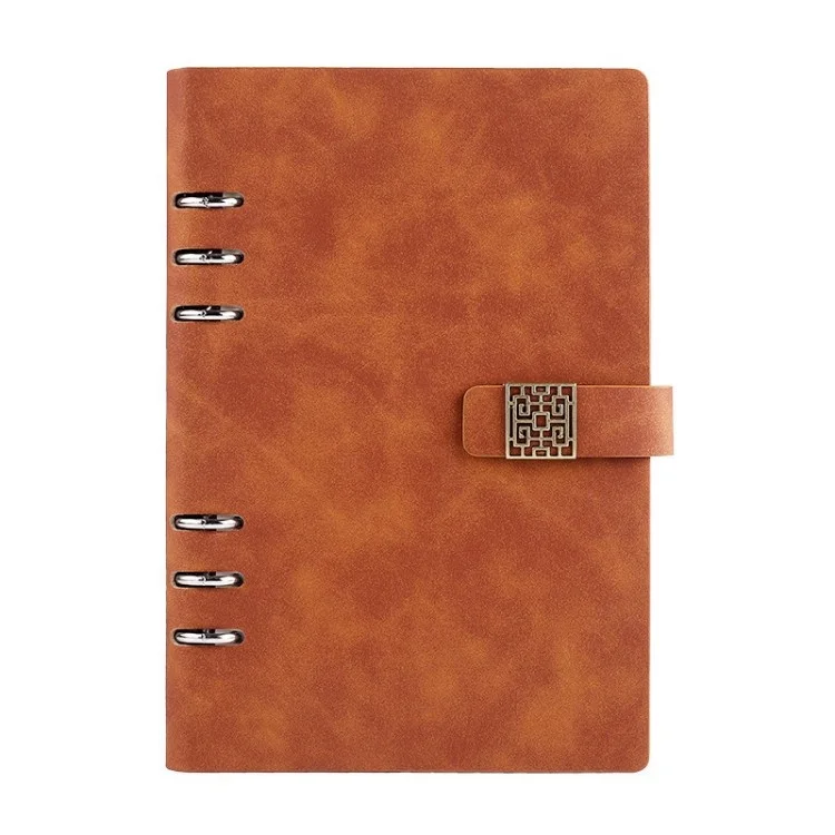 Leather Notebook ,A5 Business Planner,Custom Printing Logo Hardcover Leather 6 Ring Binder Journal Notebook