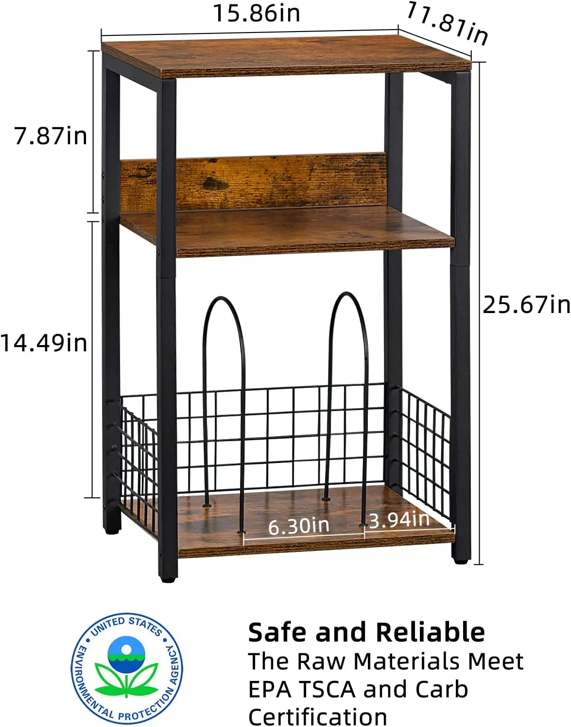 Brown Record Player Stand for Living Room Bedroom,3 Tier End Table,Record Player table with Storage,vinyl record storage