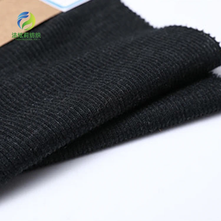 
High Quality 300gsm semi-worsed hacci 50%wool 50%Acrylic blend 2x2 rib knitted fabric for T-shirt dress pants 