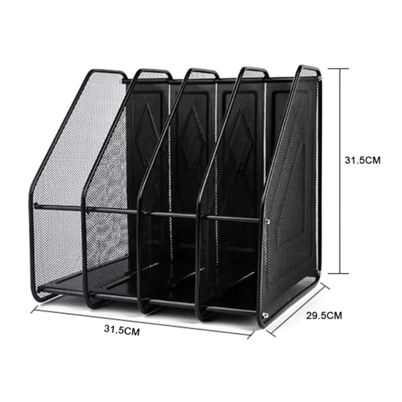 Heavy Duty 4 Compartment Metal Mesh Office Desktop Document File Organizer Rack Wire Magazine Holder