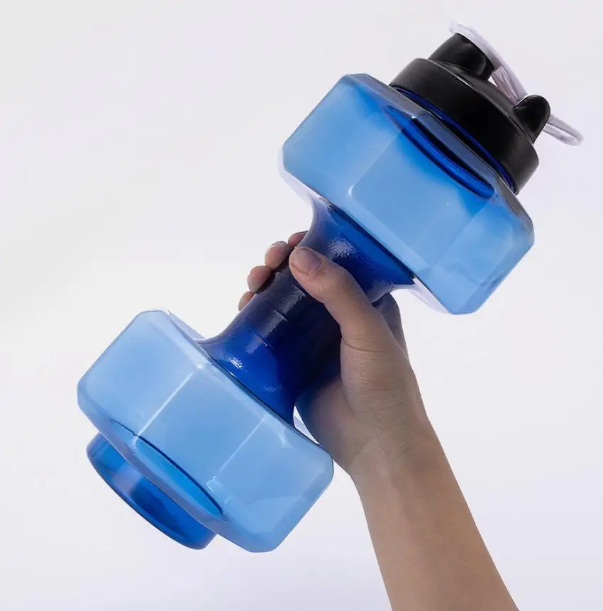 
Portable Plastic Water Cup 2.5L Dumbbell Space Cup Gym Fitness Wide Mouth Durable Protein Shaker Bottle with Custom LOGO 