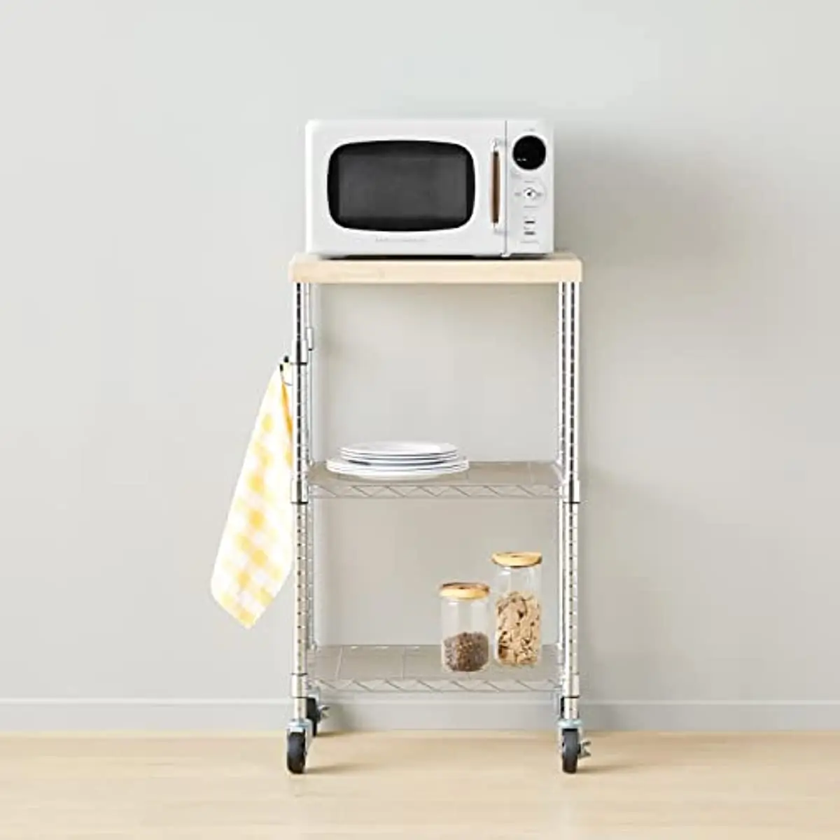 Multifunctional Amazon Practical Home 3 Tiers Kitchen Esd Food Trolley Storage Microwave Rack Cart
