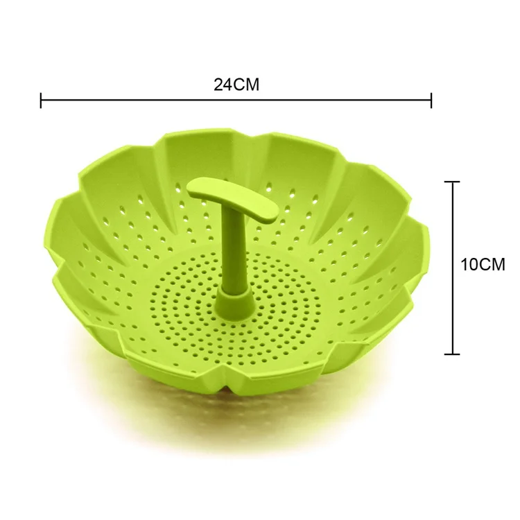 Multifunctional cooking tool Heat resistant silicone steamer basket with handle for Steaming Vegetables, Fish and more