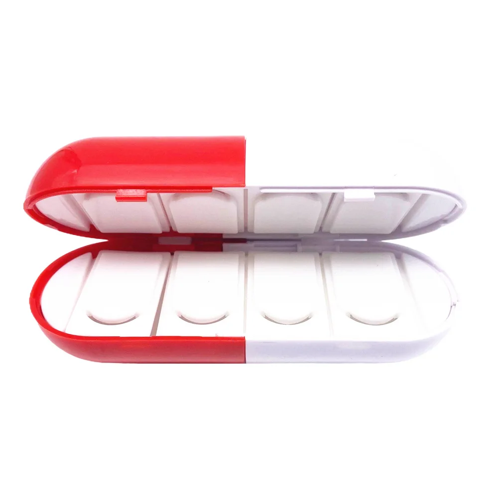 Capsule shaped mini plastic pill storage cases box