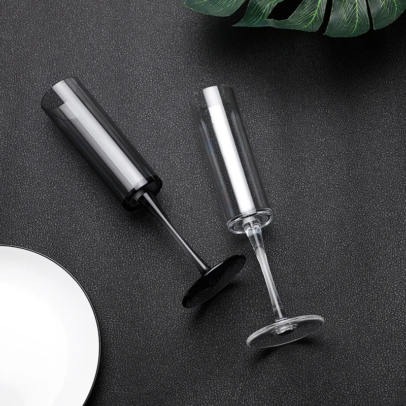 Print Colored 6oz Plastic Tableware Glasses Wholesale Bright Wine Glass Square Champagne Glasses Plastic Wine Glasses