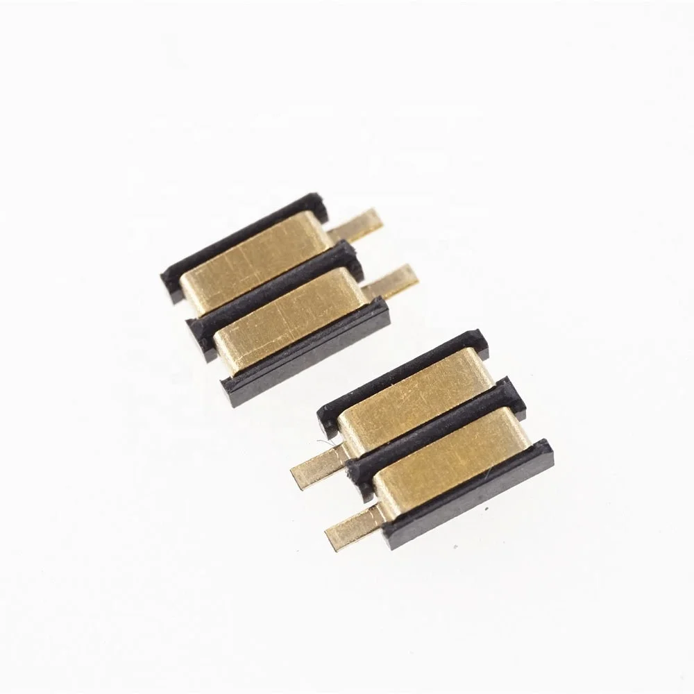 Spring Compression Contact 2.5 mm Pitch 2 Pin Female SMD PAD Surface Mount Battery Connectors Reflow Solder PCB Power Charge