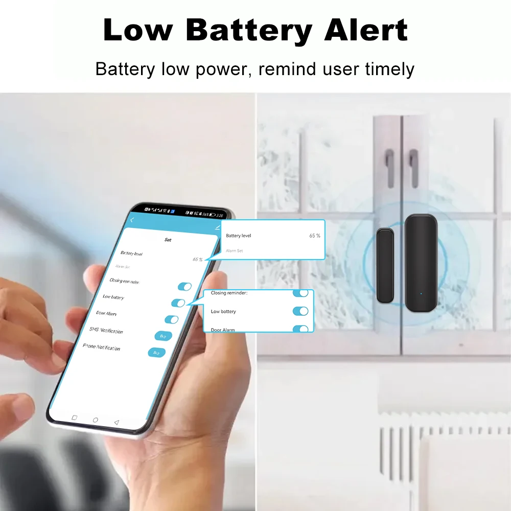Wholesale Wireless Smart Door Sensor Tuya Smart Life APP notification Alarm Sensor for Door Window safety.