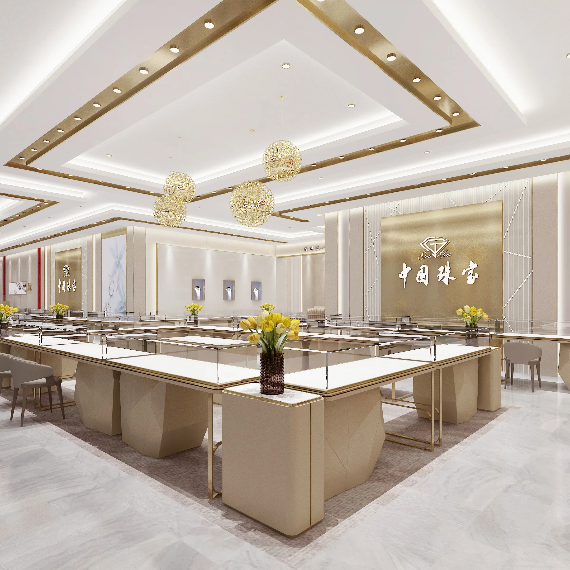 Modern Style Mall Wooden Jewelry Wall Showcase Jewellery Counter Display Showroom Cabinet Display Rack Designs