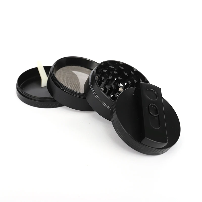 Новый дизайн измельчитель для трав с электрической зажигалкой логотип под заказ цинк 4 части табака конопли