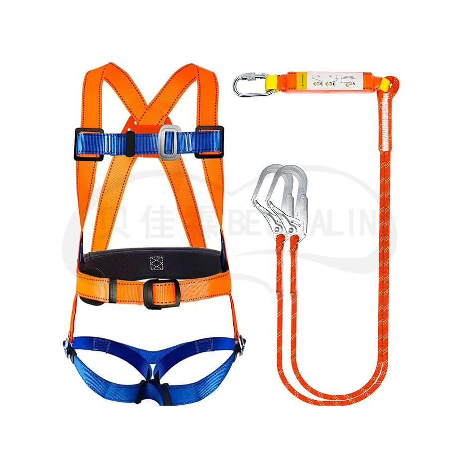 Full Body Safety Harness Tool Fall Protection,OSHA/ANSI Compliant,ASTM F1774certified | INTERNAL Shock Absorbing Lanyard(Orange)