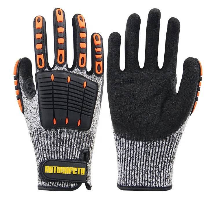 TPR impact cut resistant work out gloves nitrile gloves suppliers reinforced carnaza gloves