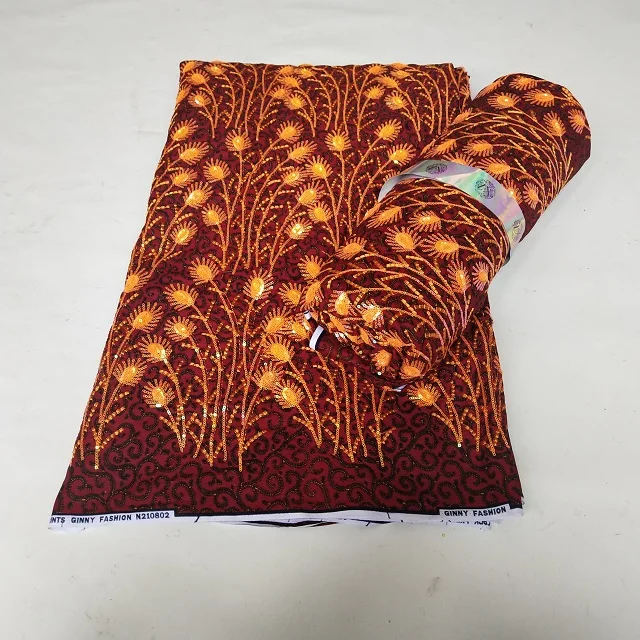 2021 высококачественные блестки Анкара 100% хлопок принты 6 ярдов африканская восковая кружевная ткань