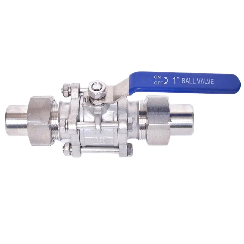 3PC Stainless Steel 304 Butt Weld Ball Valve with Tube Nut