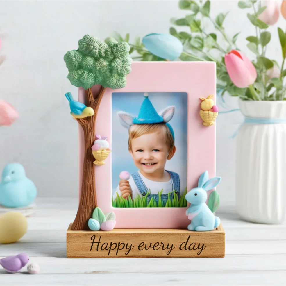 Resin Easter Rabbit Photo Frame Personalized Custom Baby Souvenir Gifts Bunny Picture Frame Wholesale