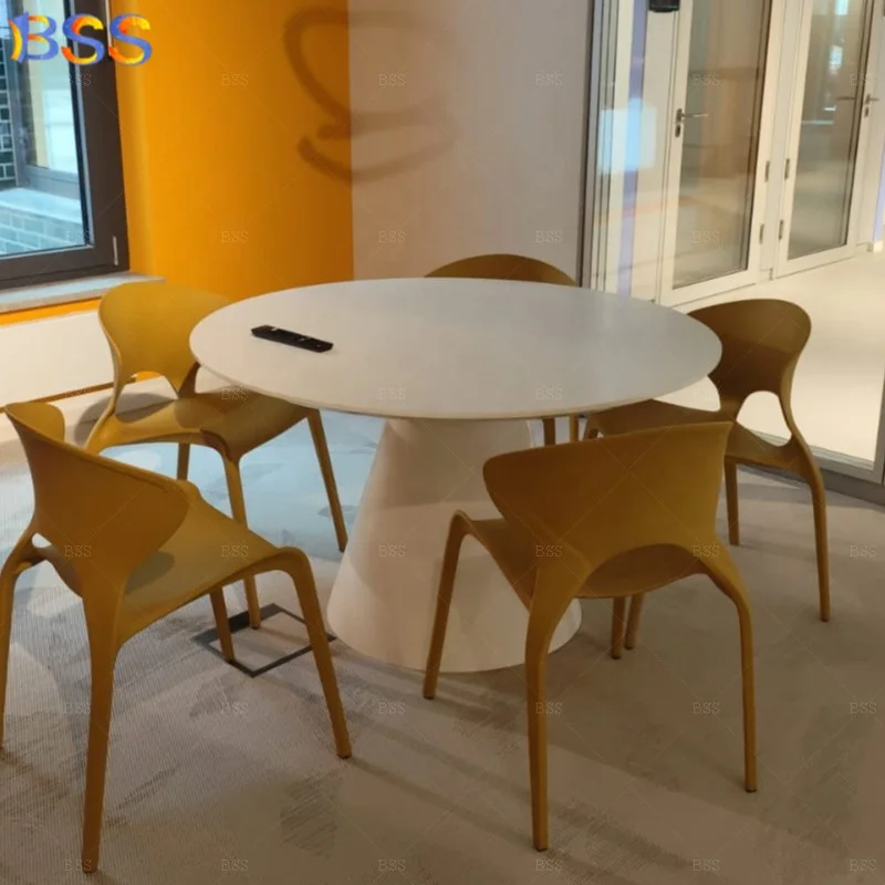 Modern Design Office Custom Size 48 Inch Circle 5 Chairs Solid Surface White Small Round Boardroom Desk