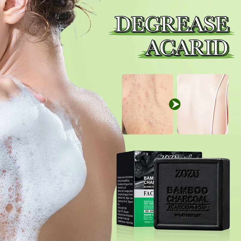 ZOZU Private label organic herbal handmade Bamboo charcoal soap bath anti acne acarid dark spots removal whitening soap