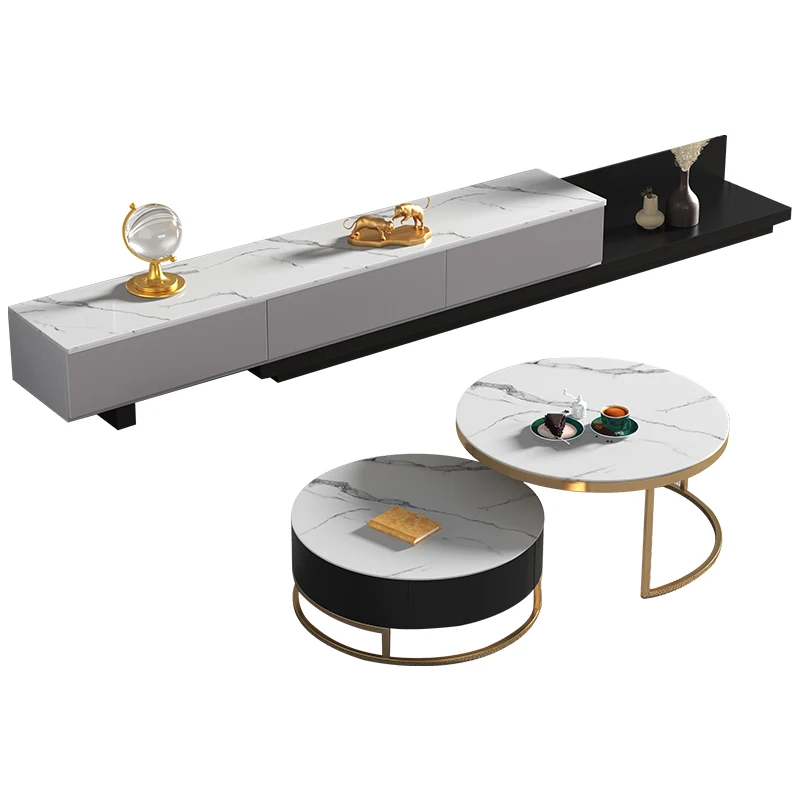 
Luxury Living Room Coffee Table Gold Combination Modern Nordic Furniture Marble Round Table 