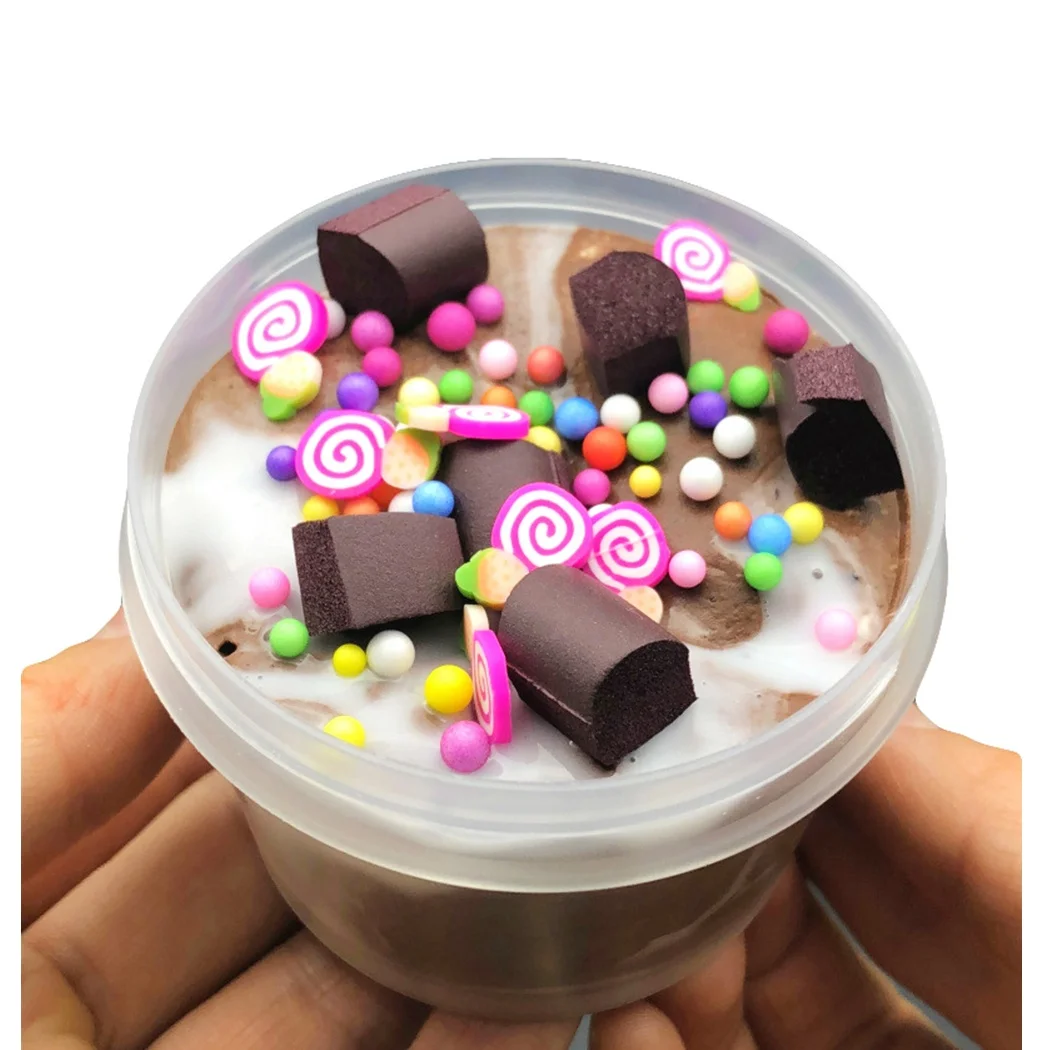 60ml New Novelty Butter Slime Scented Orange Strawberry Kiwi Ice Cream Marshmallow Fruit Slime Set DIY Kit for Kids Set Air Clay