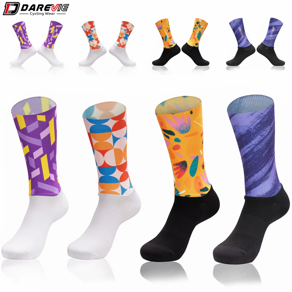 Running Baseball Stripe Anti Slip Aero Socks Custom Cycling Sports Socks Custom Logo Fishing Knitted Women Men Printed Unisex