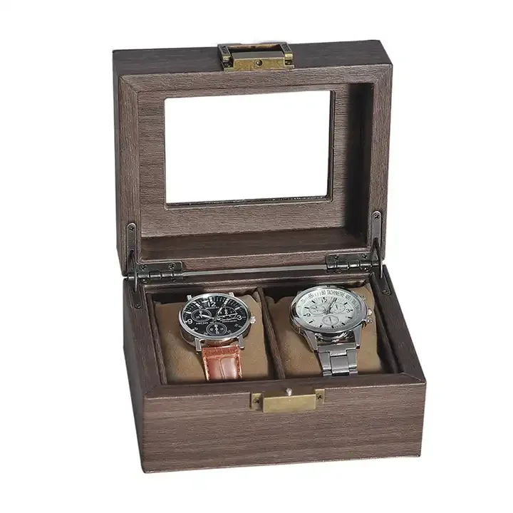 2 Grid Antique Leather Jewelry Bracelet Watch Display Holder Box Case Organizador De Relojes Caja Reloj