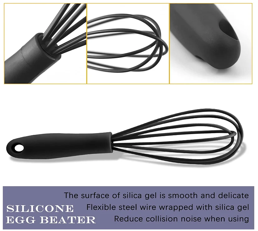 Egg Beater, Mini Silicone Kitchen Whisks, Baking Tool for Dough Milk Egg Blending Stirring Whisking and Beating, Kitchen Utensil