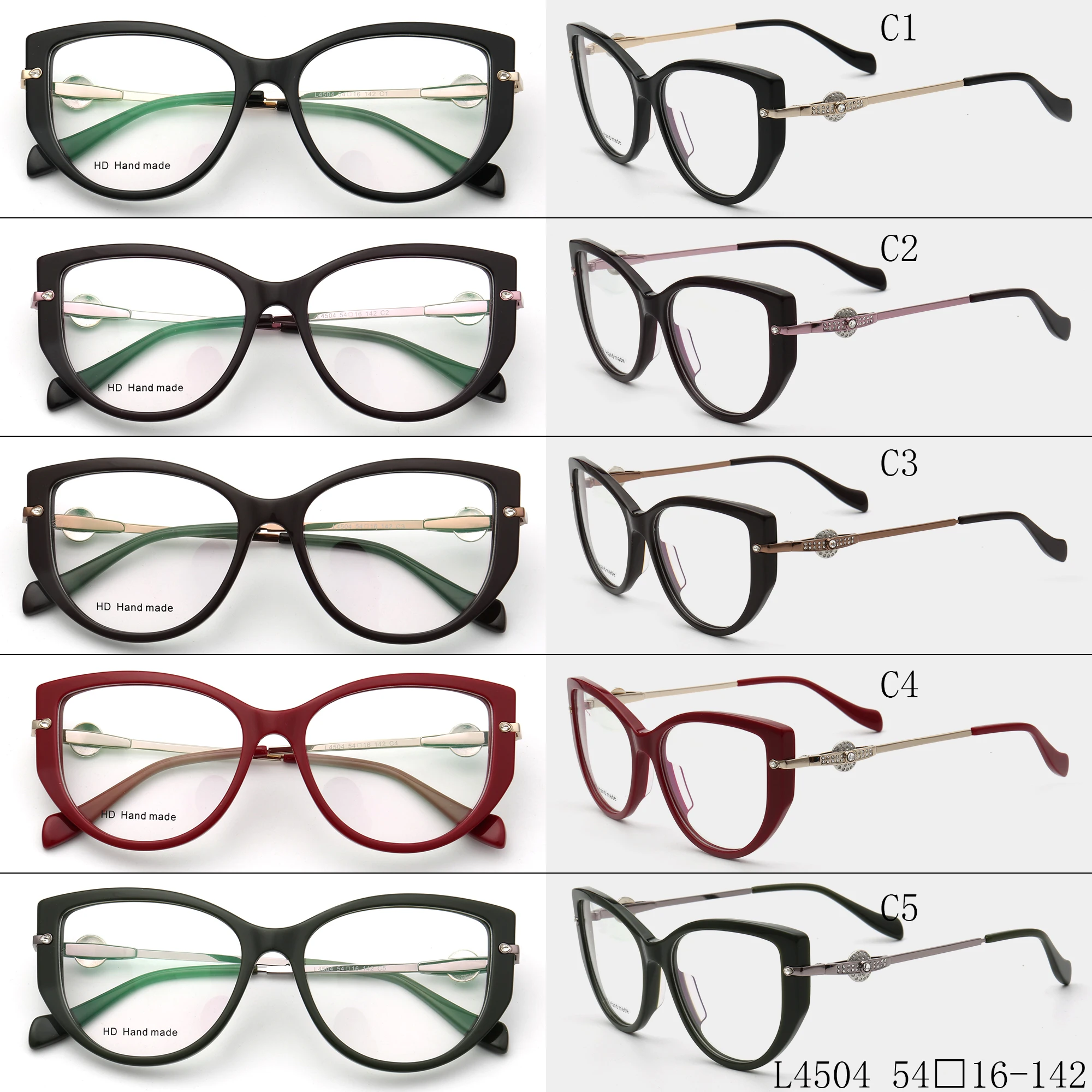 Новые стили, ингредиенты, стильная ацетатная оптическая оправа для очков, популярные очки кошачий глаз, очки унисекс для близорукости L4504