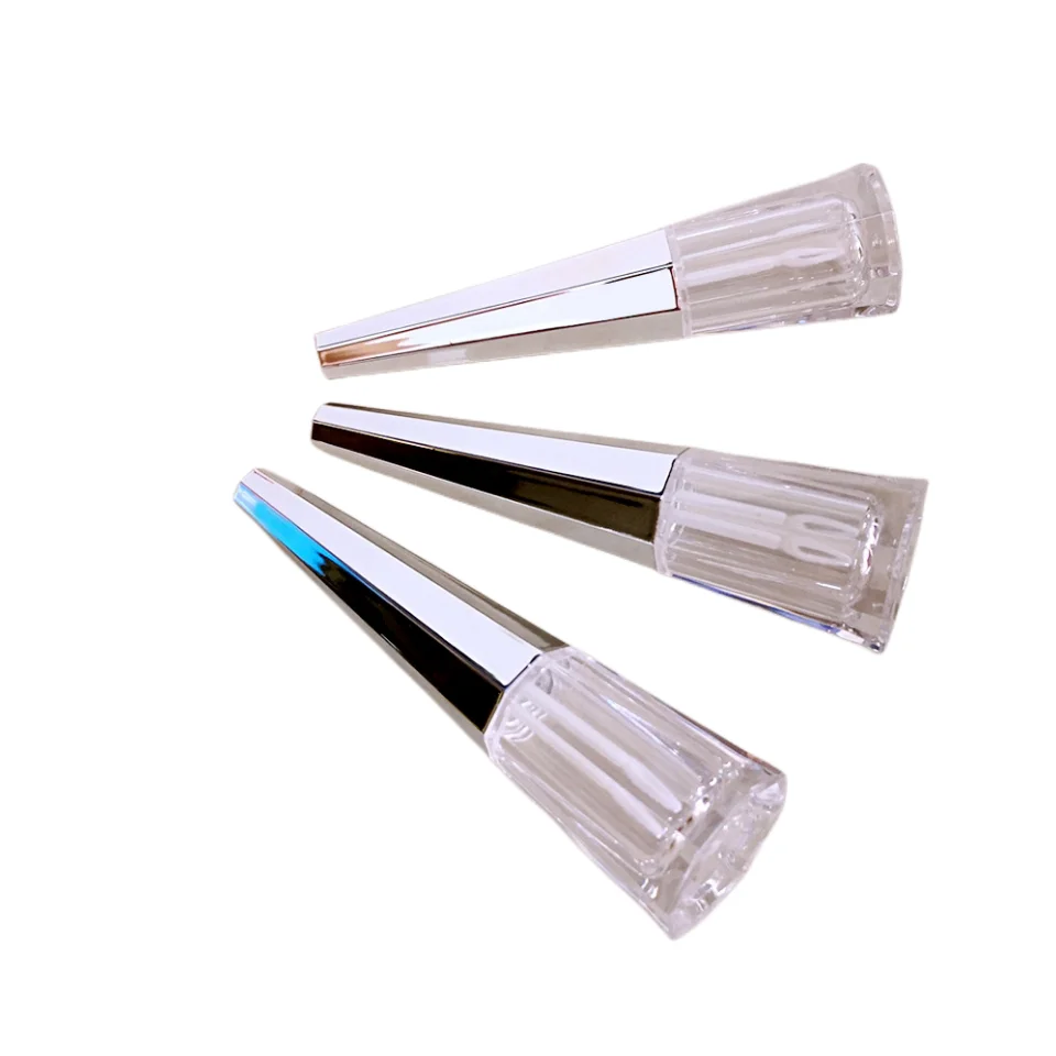 Tapered unique 7ml luxury silver gold hexagon metallic shiny liquid lipstick lip gloss tube customize lip gloss tubes