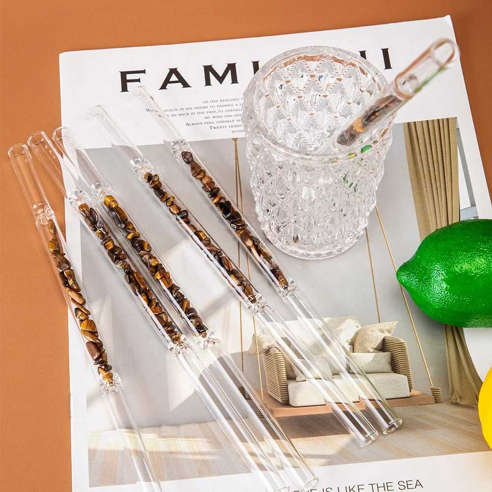 High Quality Eco Friendly Reusable Straw,Healing Crystal Gemstone Drinking Straw,Energy Crystal Chips Biodegradable Straw