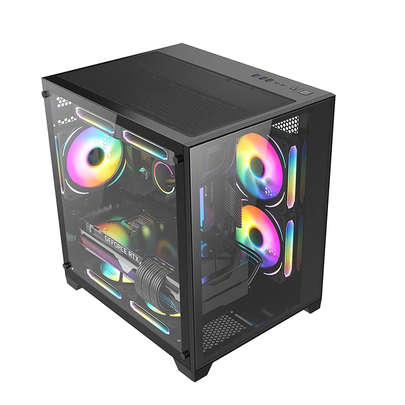 Wholesale Price Pc Gaming Case Atx Custom Pc Cabinet Computer Case With Rgb Strip Lights Gaming Case Pc Computer