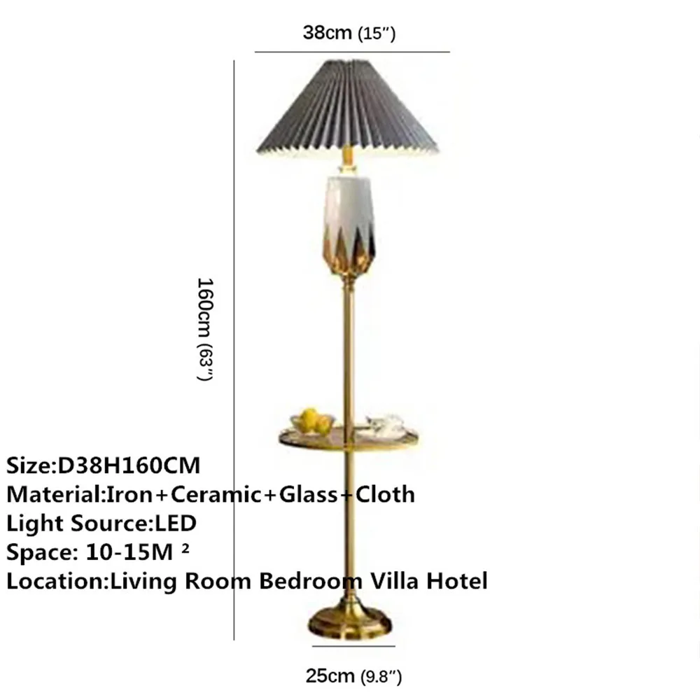 American Retro floor lamp luxury for living Room Decor or Bedside Bedroom Study European Decorative standing lamp