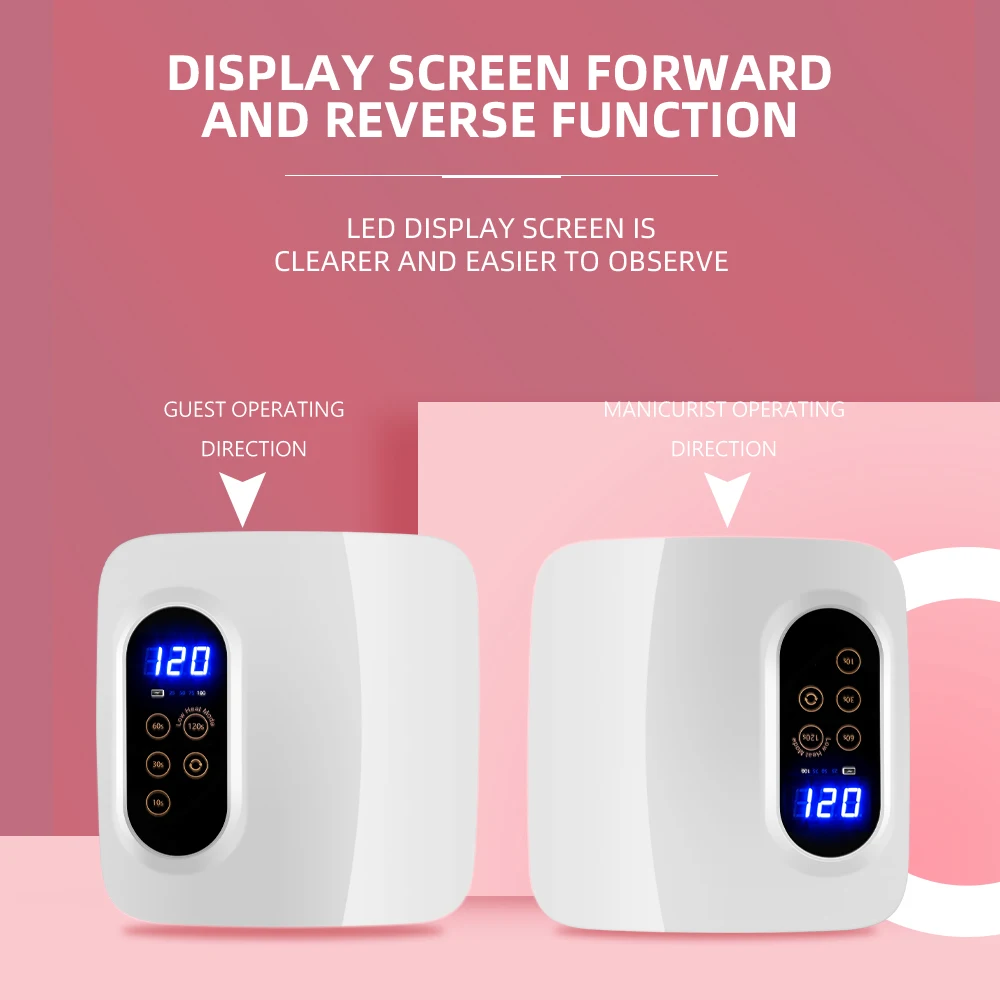 New Rechargeable Nail Lamp 72W Wireless Touch LCD Display Intelligent Sensor Gel Curing Lamp