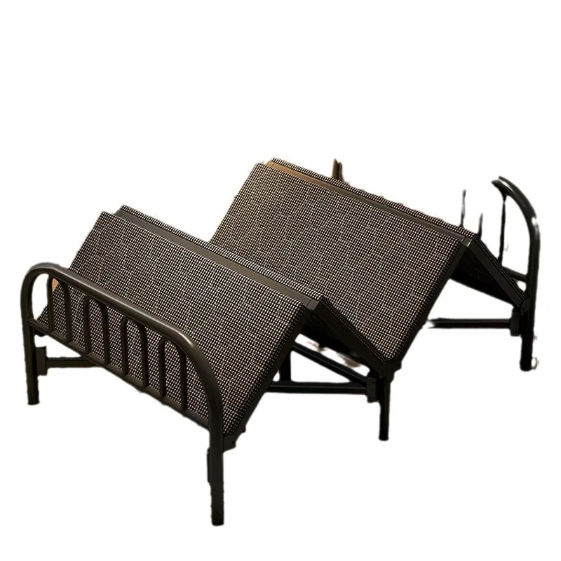 Single folding bed Home simple small space metal folding iron frame bed Office lunch folding bed