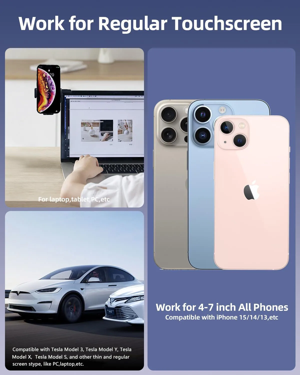 No Glue Model 3/Y Accessories Universal Phone Mount Holder for Tesla Model 3 Model Y