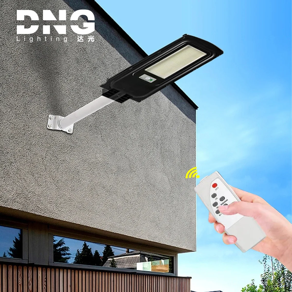 DNG Aluminum Integrated 100w 200w 300w Led Solar Street Light Smart Led Street Light Pole Garden Light With Charging Pile