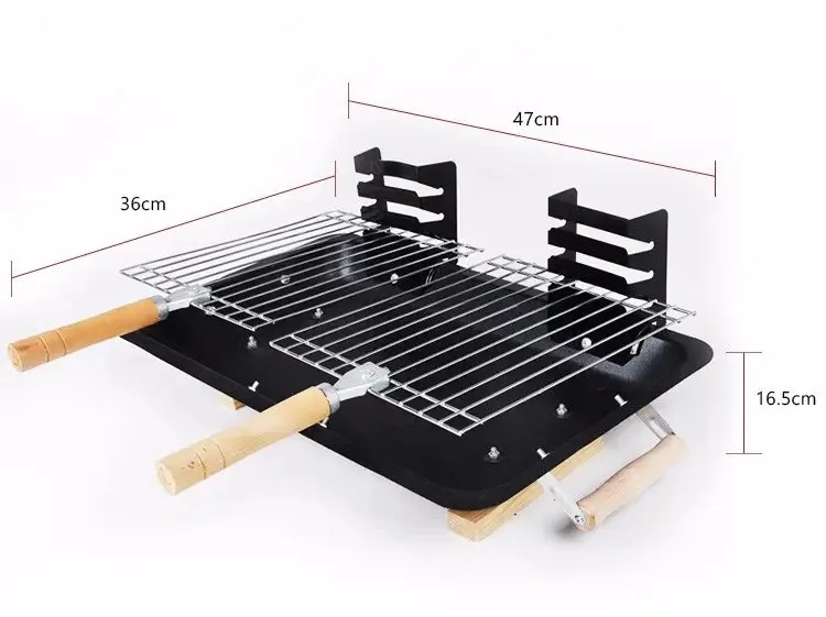 Hibachi Portable rectangular height adjustable tabletop small Charcoal japanese bbq grill for outdoor