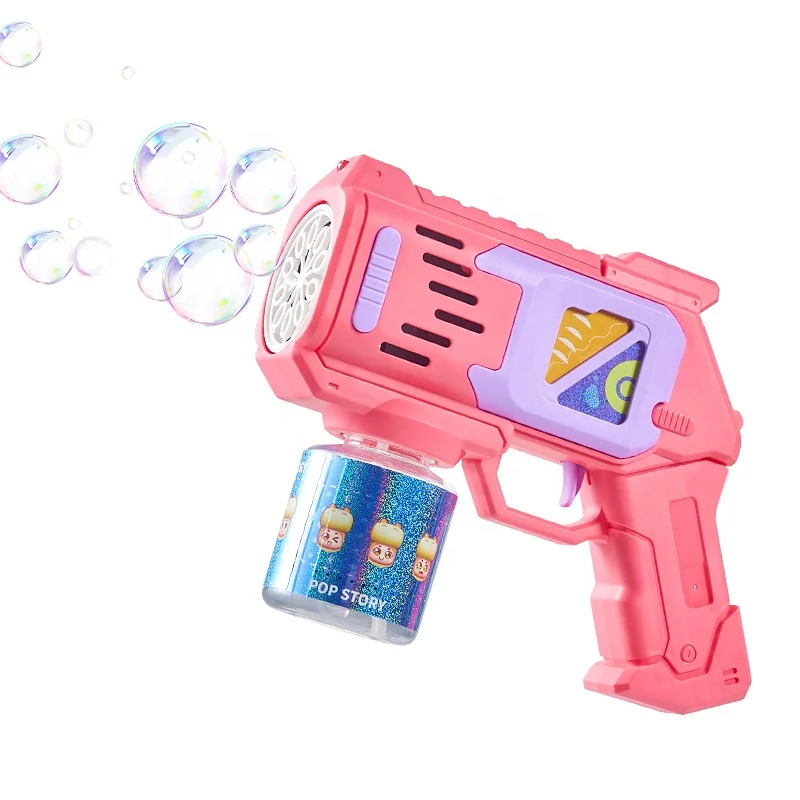Light-up Electric Bubble Machine Outdoor Games Shooting Guns With 100 Ml Soap Water 10 Holes Automatic Bubble Gun For Kids