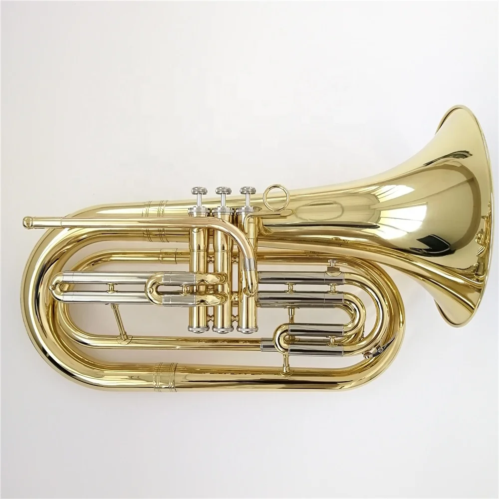 
Marching baritone imported Germany brass material gold lacquer surface customized logo 